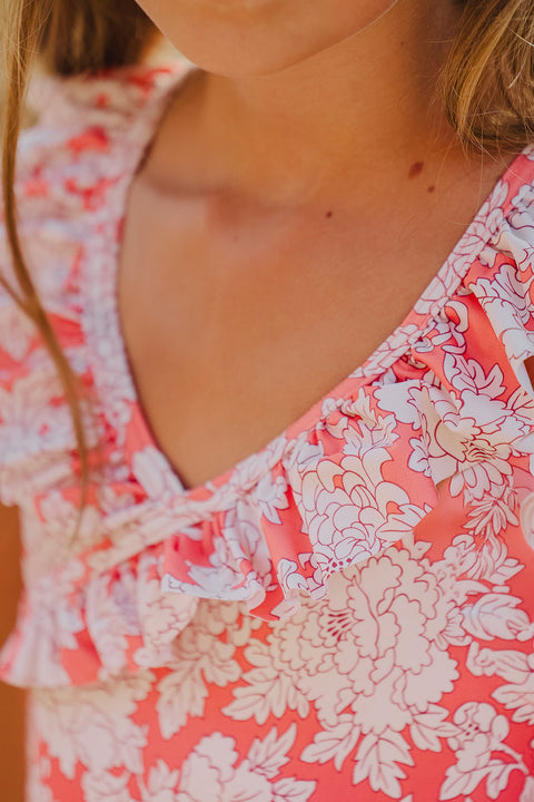 Maillot de bain - Corail imprimé fleuri - Image principale