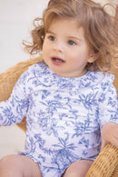 Camiseta baño - Azul animado Estampado inspiración Toile de Jouy
