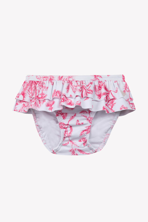 Culotte de bain - Rose vif imprimé inspiration Toile de Jouy - Image principale