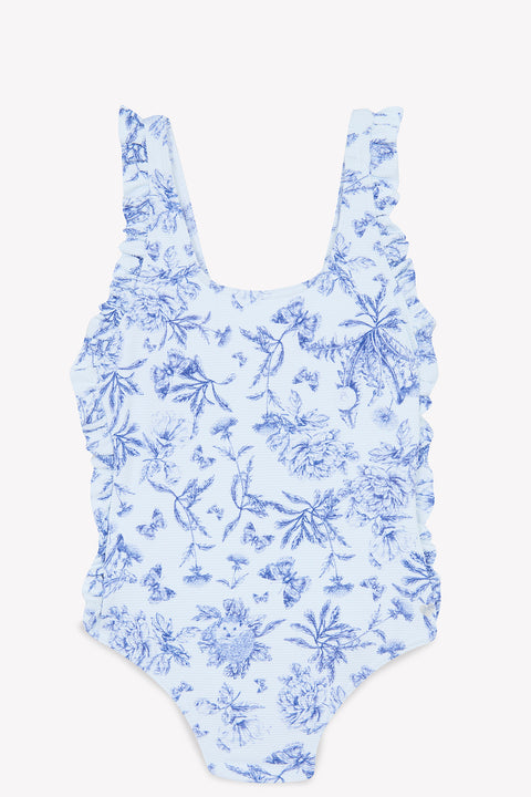 Maillot de bain - Bleu vif imprimé inspiration Toile de Jouy - Image principale