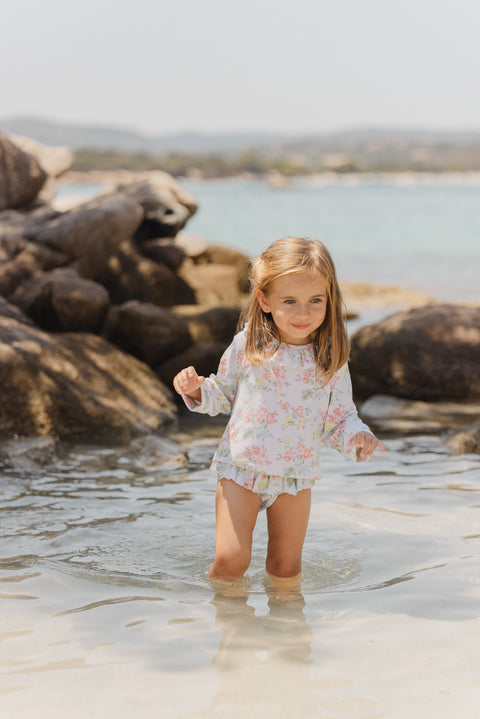 T-shirt de bain - écru imprimé fleuri - Image principale
