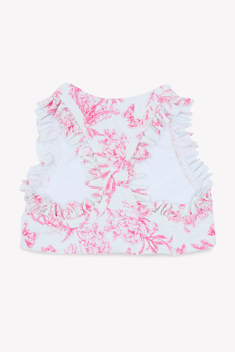 Maillot de bain - Rose vif 2 pièces imprimé inspiration toile de jouy - Image principale