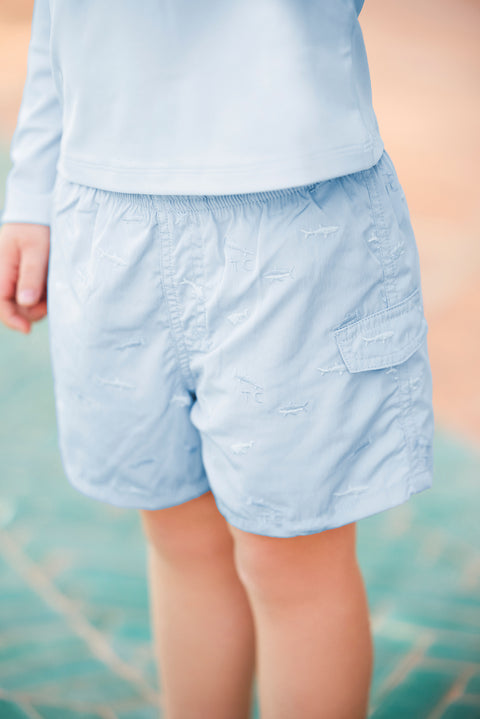 Maillot de bain - Bleu lavé illustration requins - Image principale