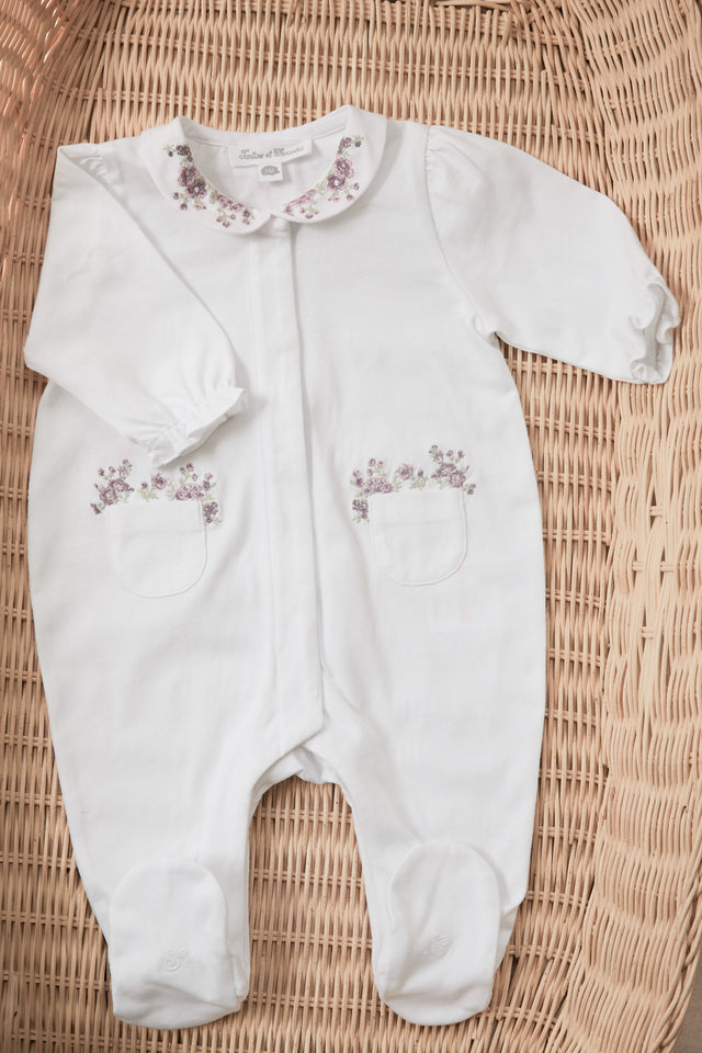 Pyjamas - Weiss Stickerei blumig - Image principale