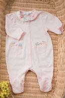 Pyjama - Rose pâle broderie fleurie