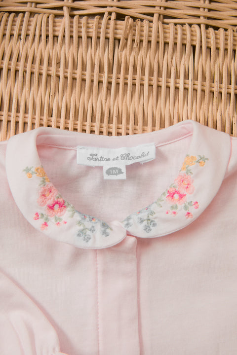 Pyjamas - Blassrosa Stickerei blumig - Image principale