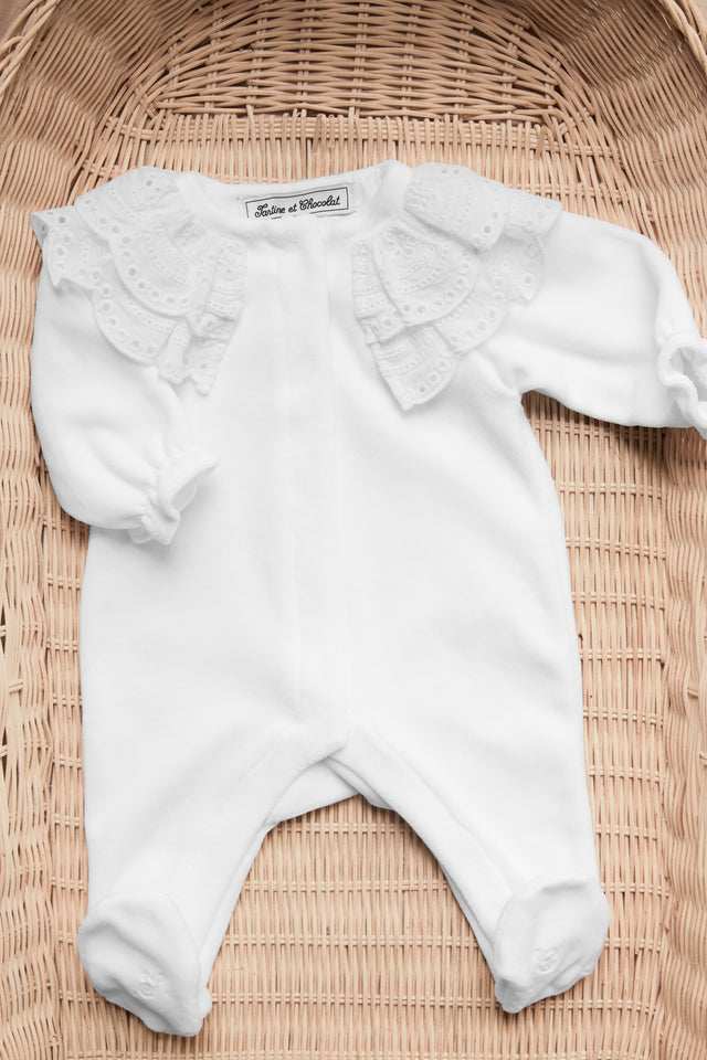 Pyjamas - Weiss Samt Englische Stickerei - Image principale