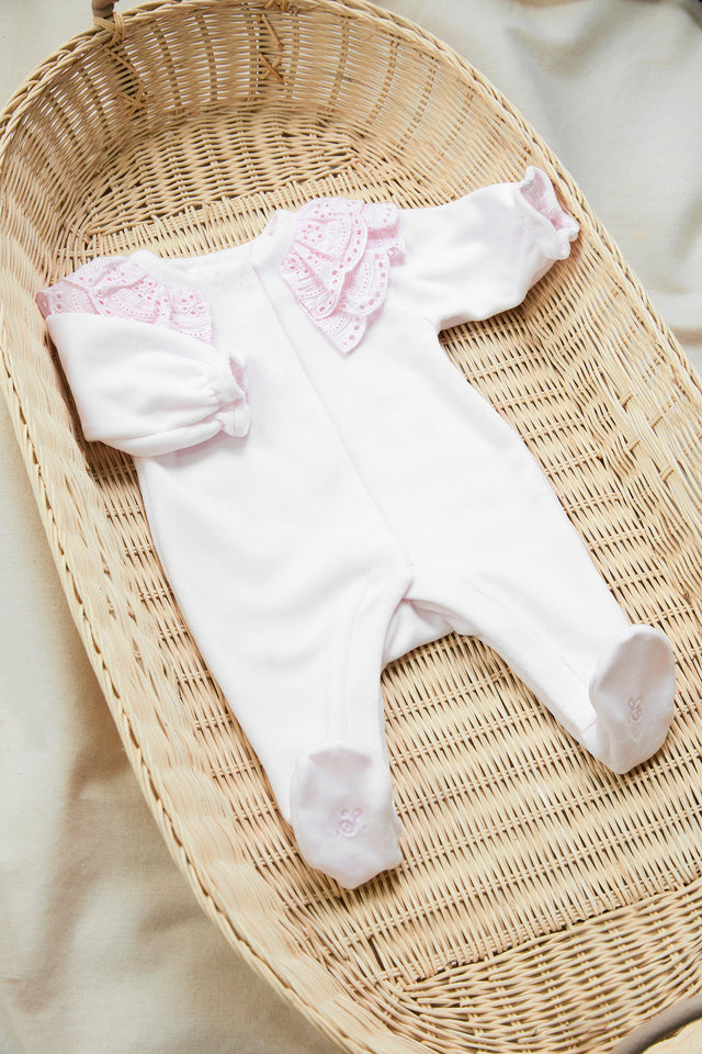 Pyjama - Rose pâle velours broderies anglaises - Image principale