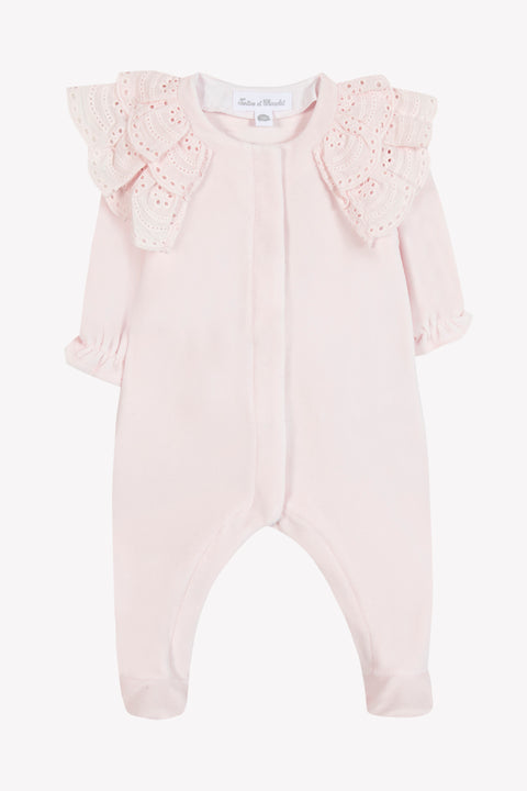 Pyjama - Rose pâle velours broderies anglaises - Image principale