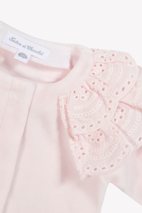 Pyjama - Rose pâle velours broderies anglaises - Image principale