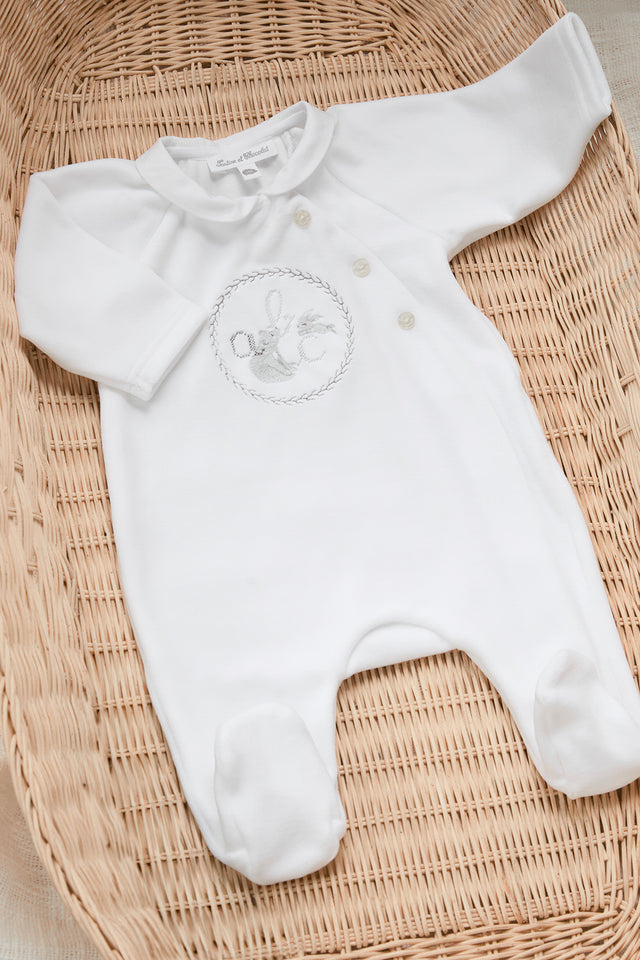 Pyjamas - Weiss Samt Stickerei ABC - Image principale