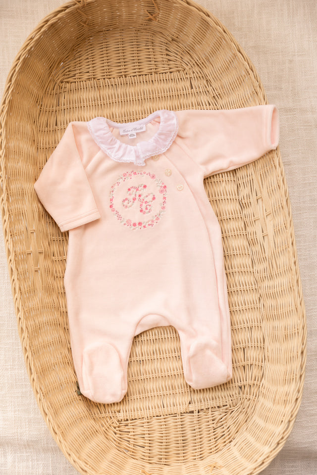 Pyjamas - Blassrosa Samt Stickerei blumig - Image principale