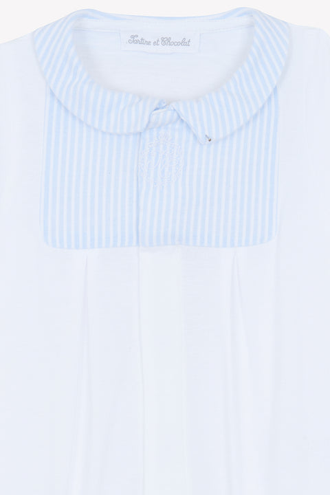 Pijama - Blanco Cuello plano rayado - Image principale