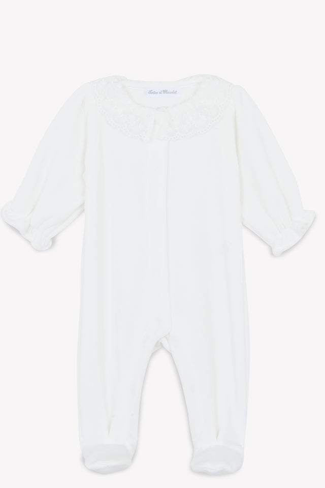 Pijama - crudo Terciopelo Cuello Encaje - Image principale