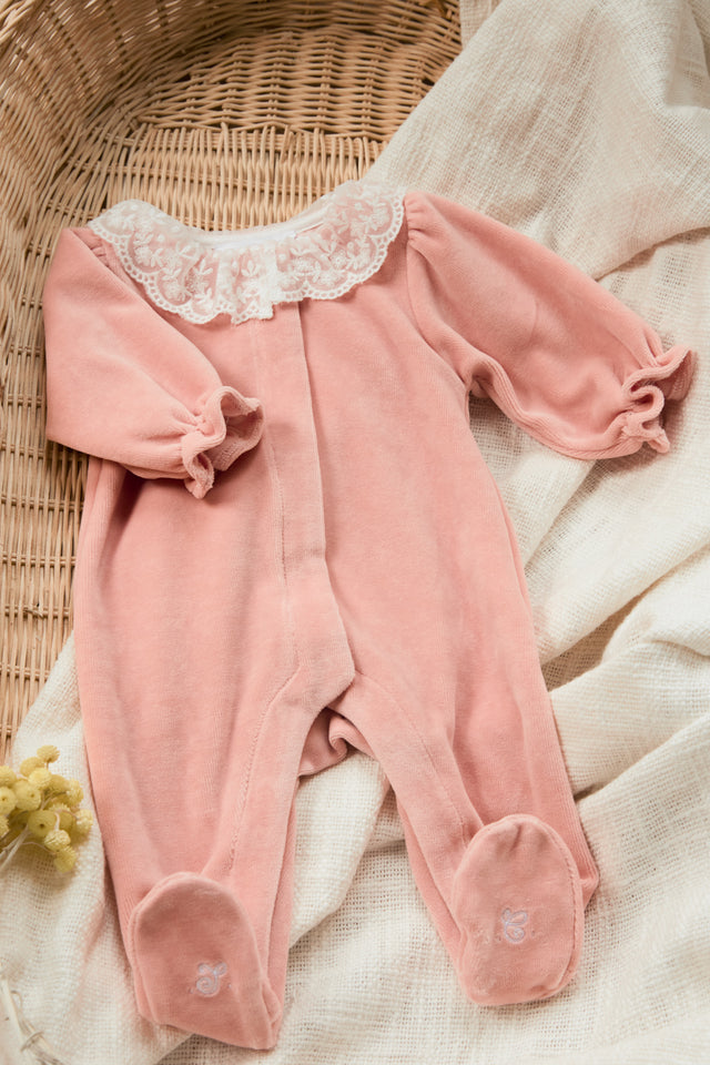 Pyjama - Pfingstrose Samt Kragen Spitze - Image principale