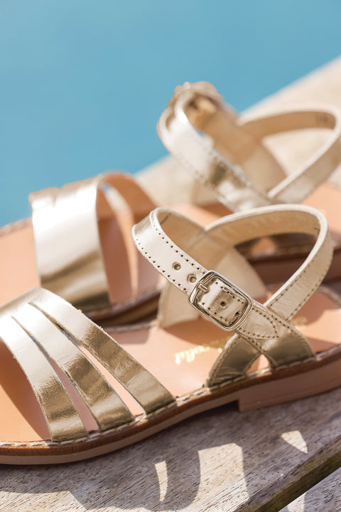 Sandals - Gold leather - Image principale