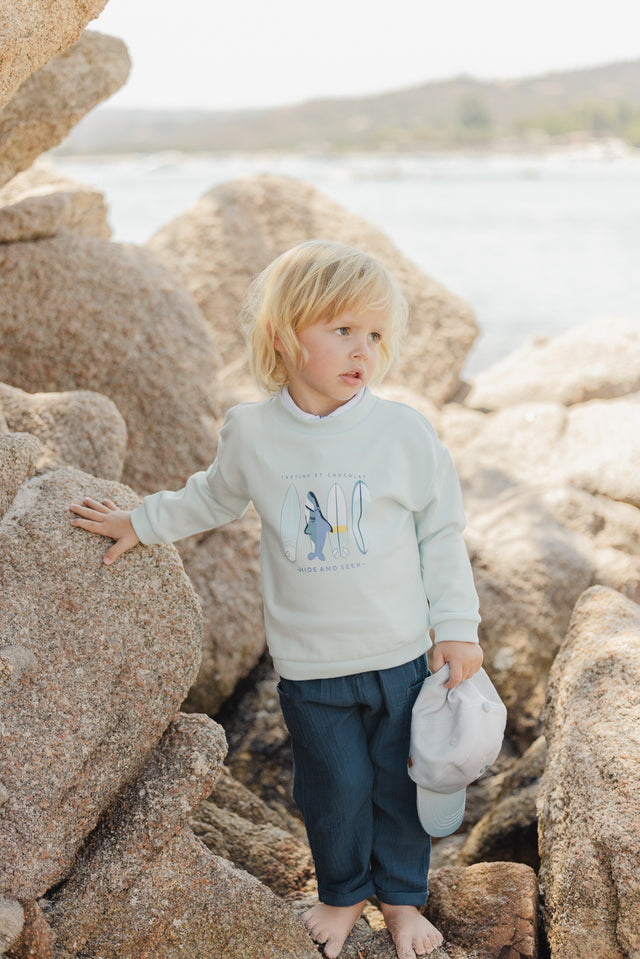 Sudadera - Aguamarina Ilustración surfeando - Image principale