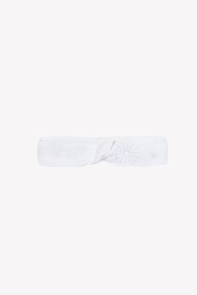 Cerchietto - Bianco biancheria Ricamo fiorito - Image principale