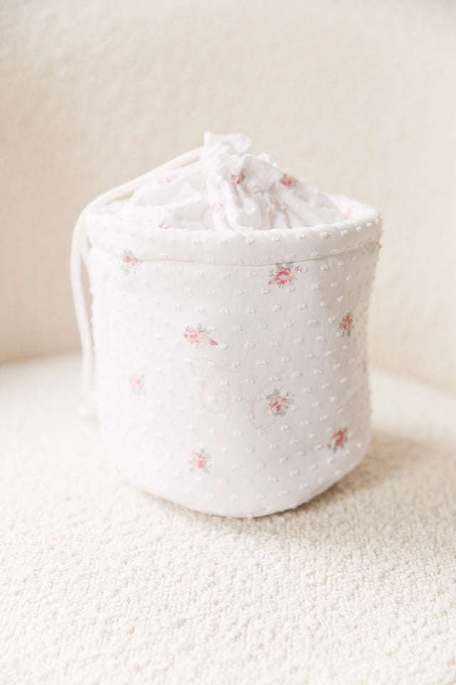 Panière - Tissu plumetis imprimé fleuri - Image principale
