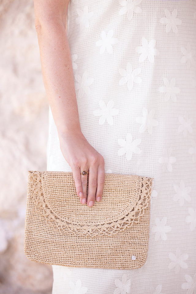 Pochette da donna - Rafia sabbia - Image principale
