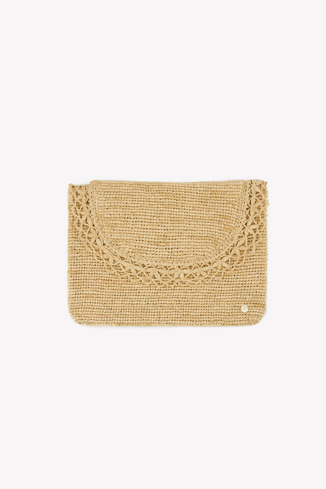 Bolso de mano mujer - Rafia arena - Image principale