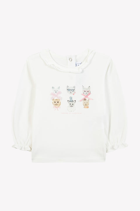 T-shirt - Ecru illustration petits chats - Image principale