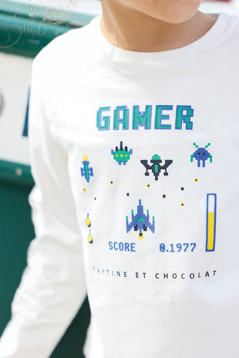 T-shirt - Bleu électrique illustration gamer - Image principale
