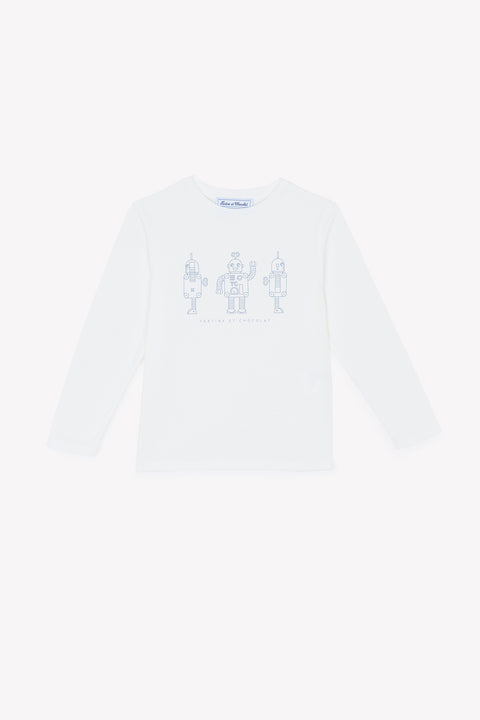 T-shirt - Bleu grisé illustration trois robots - Image principale