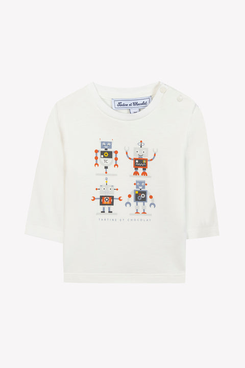 T-shirt - Bleu grisé illustration robots - Image principale
