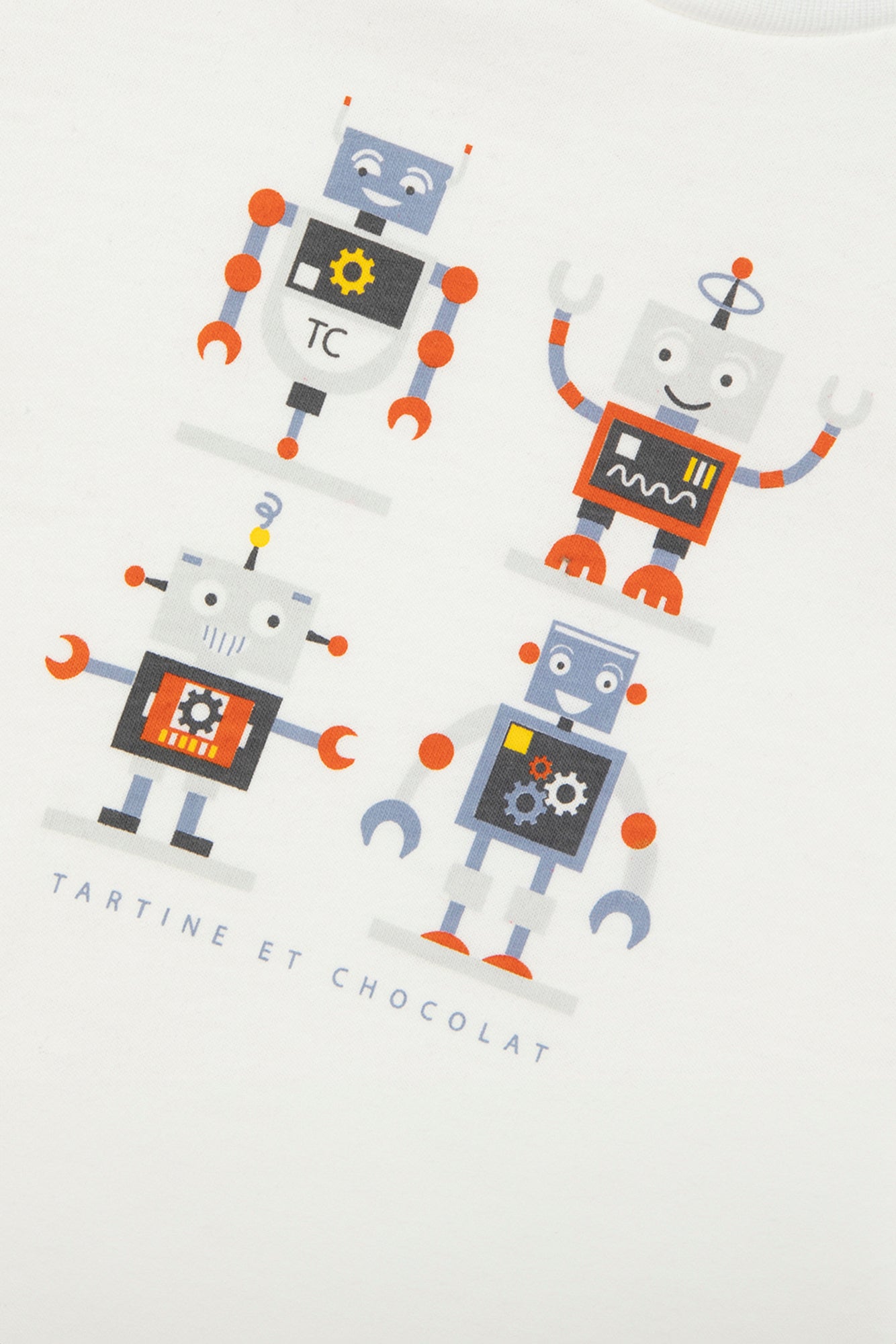 T-shirt - Bleu grisé illustration robots