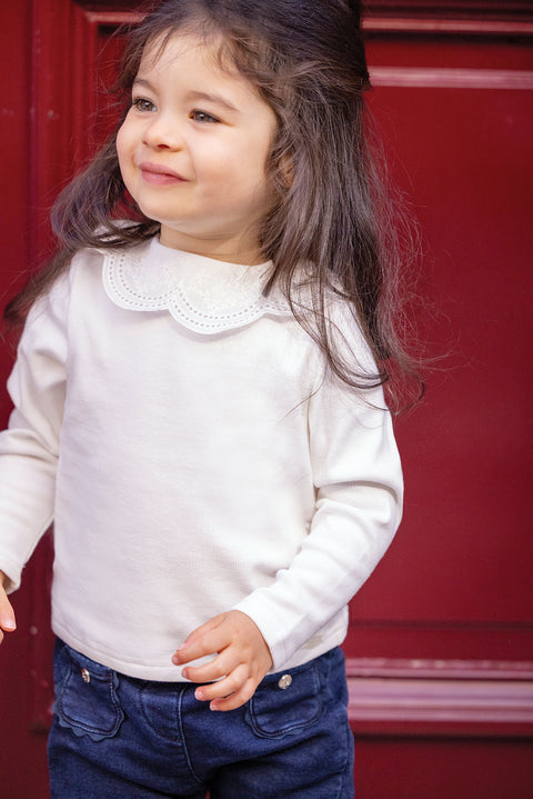 T-shirt - Ecru col dentelle - Image principale