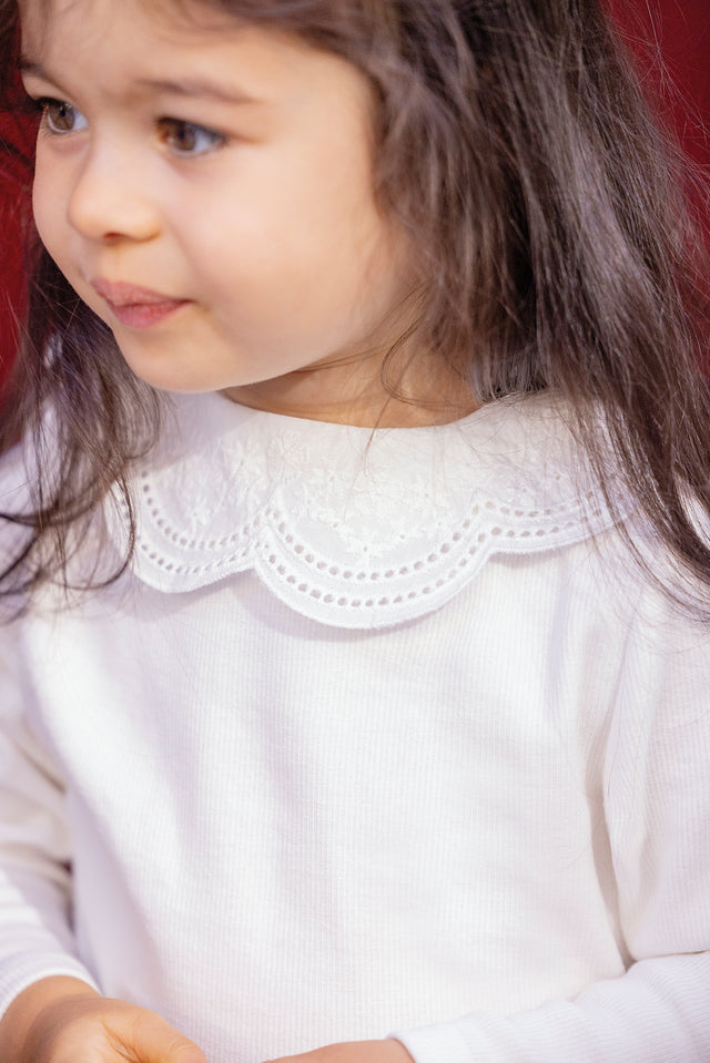 T-shirt - Ecru col dentelle - Image principale