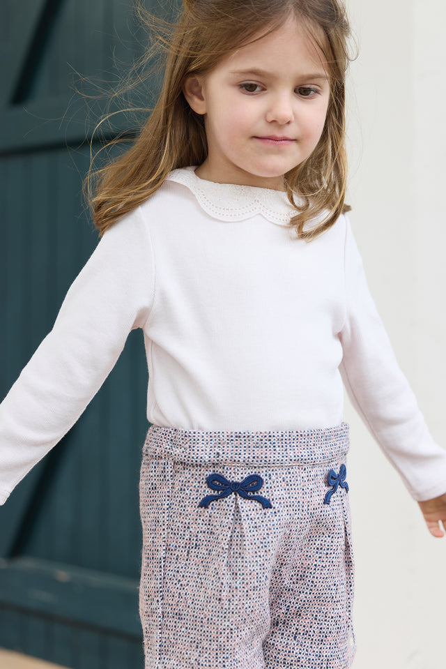 T-shirt - Rose pâle col dentelle - Image principale