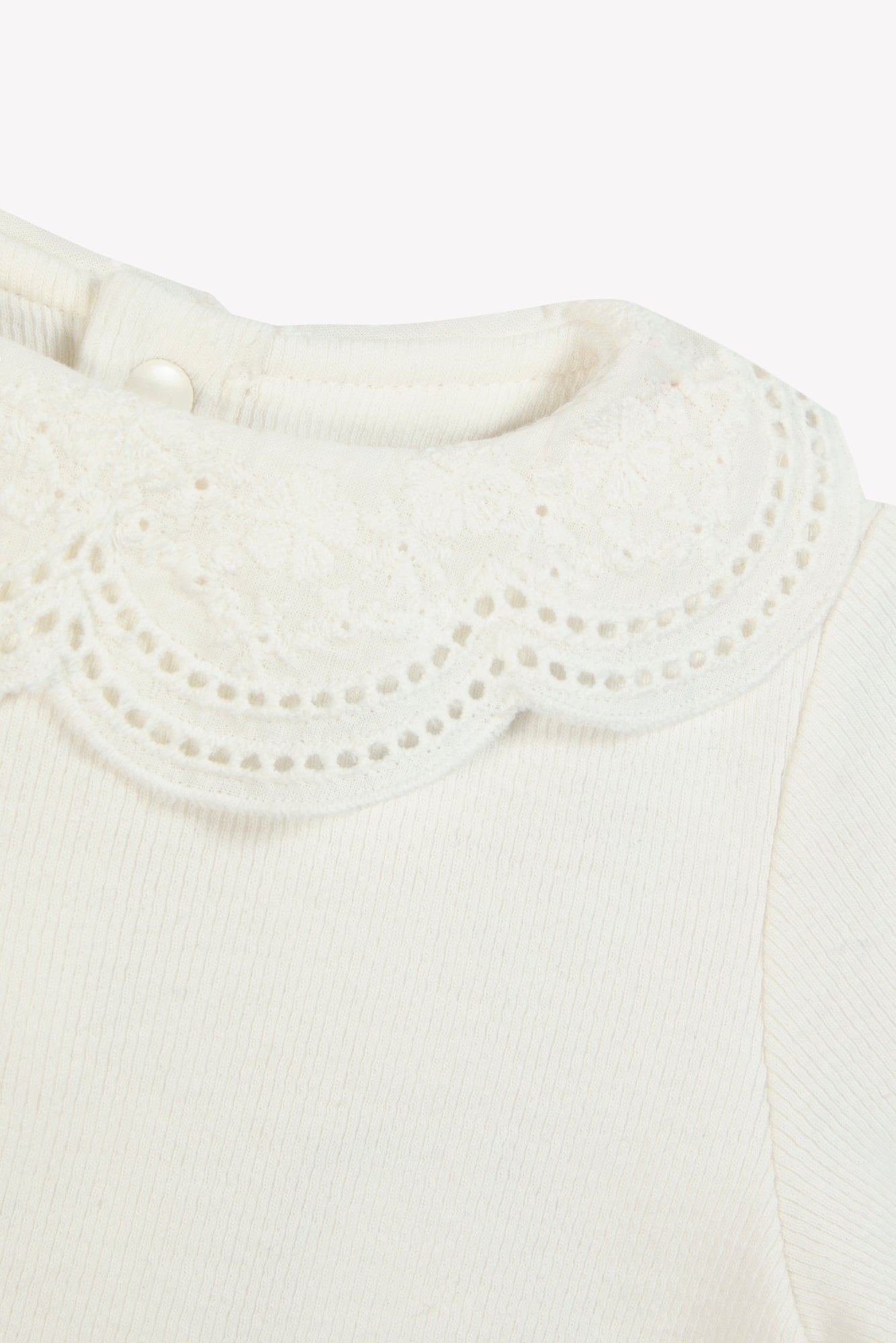 T-shirt - Ecru col dentelle