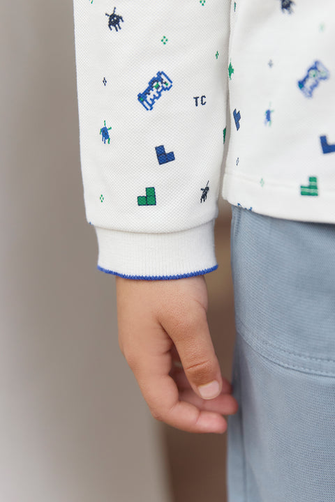 Polo - Bleu électrique illustration pixels - Image principale