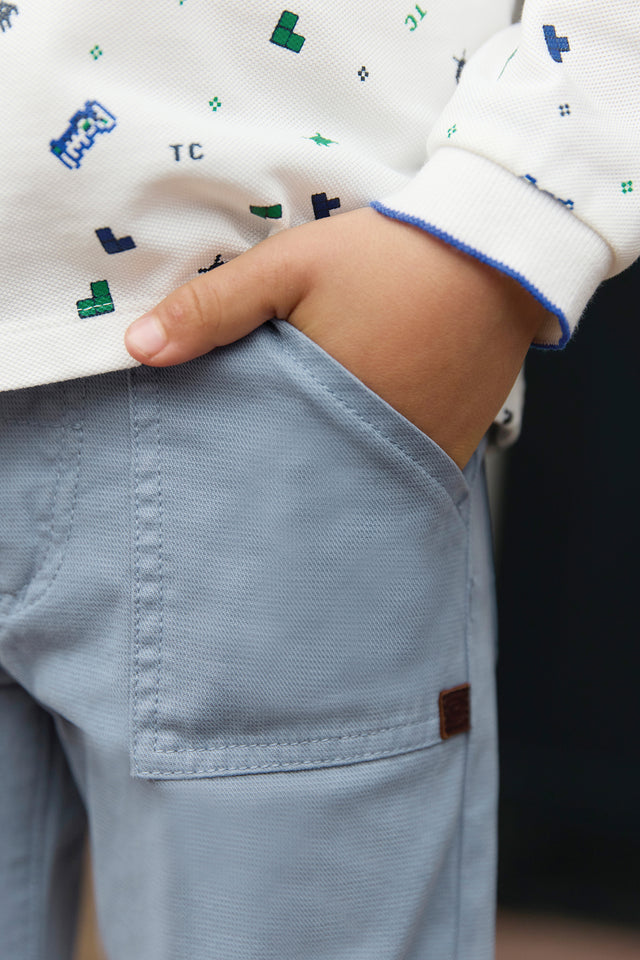 Pantalon - Bleu grisé poches - Image principale