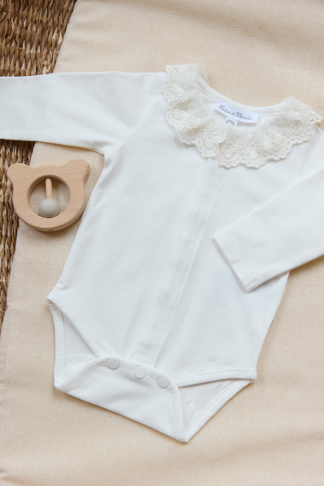 Body - Ecru col volanté dentelle - Image principale