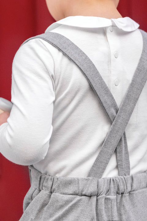 Salopette - Gris chiné à boutons - Image principale