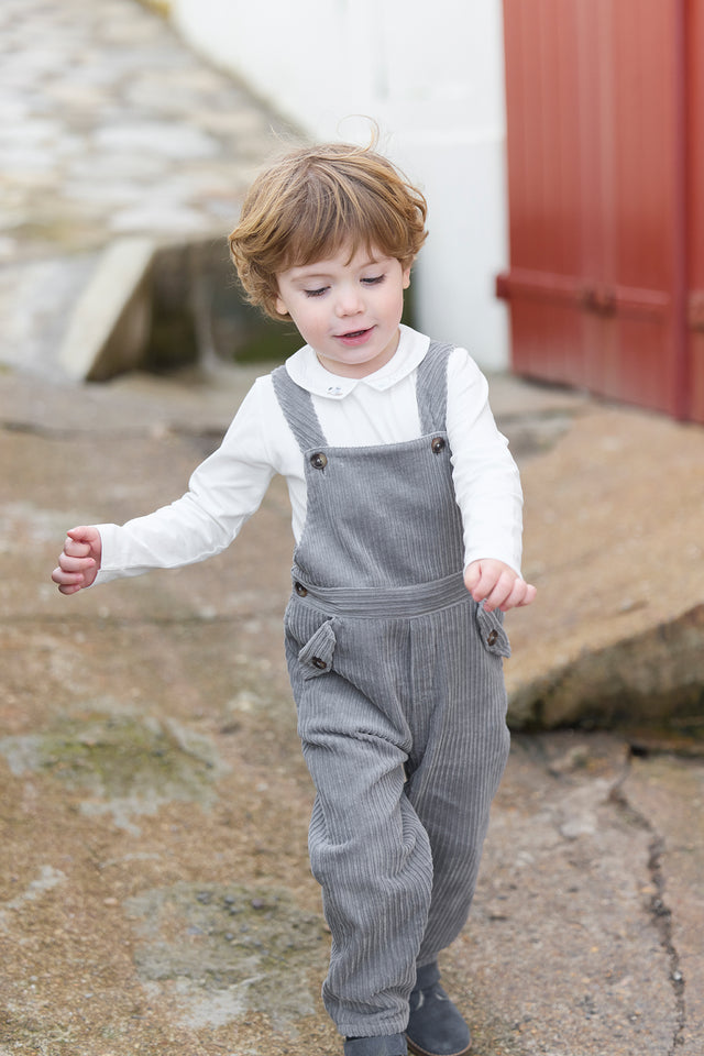 Salopette longue - Gris moyen en velours - Image principale