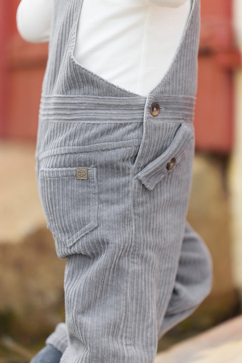 Salopette longue - Gris moyen en velours - Image principale