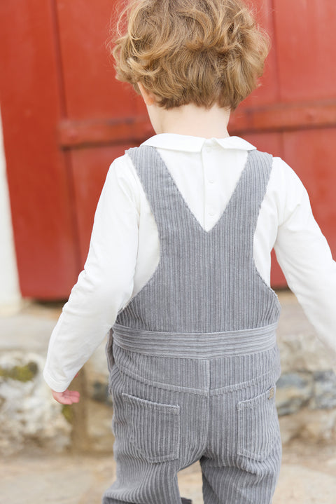 Salopette longue - Gris moyen en velours - Image principale