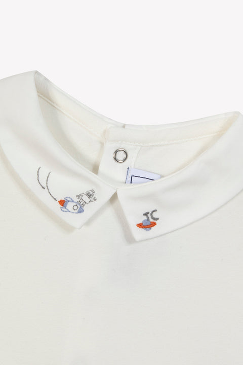 Body - Ecru broderie petit robot - Image principale