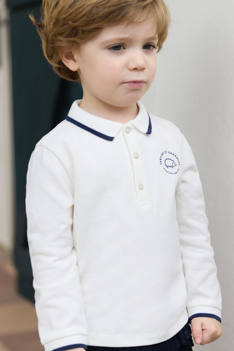 Polo - Ecru liseré marine - Image principale