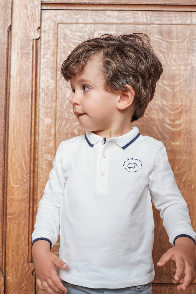 Polo - Ecru liseré marine - Image principale