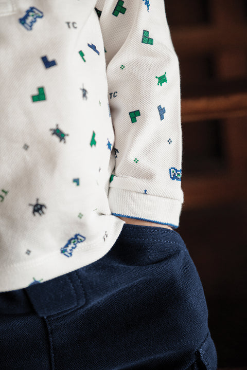 Polo - Bleu électrique illustration pixels - Image principale