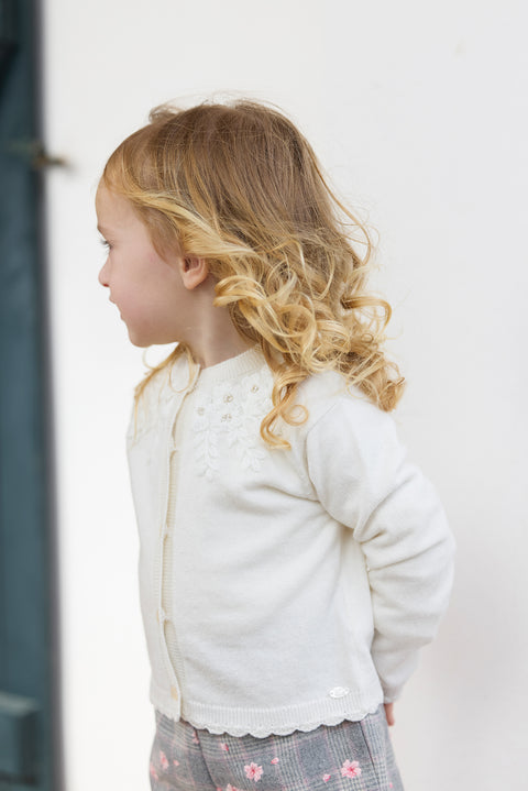 Cardigan - Ecru broderie flocons - Image principale