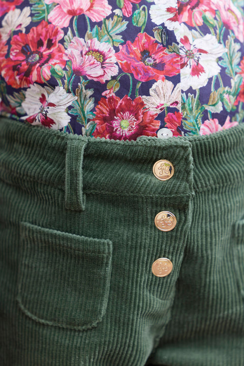 Pantalon - Vert de gris en velours - Image principale