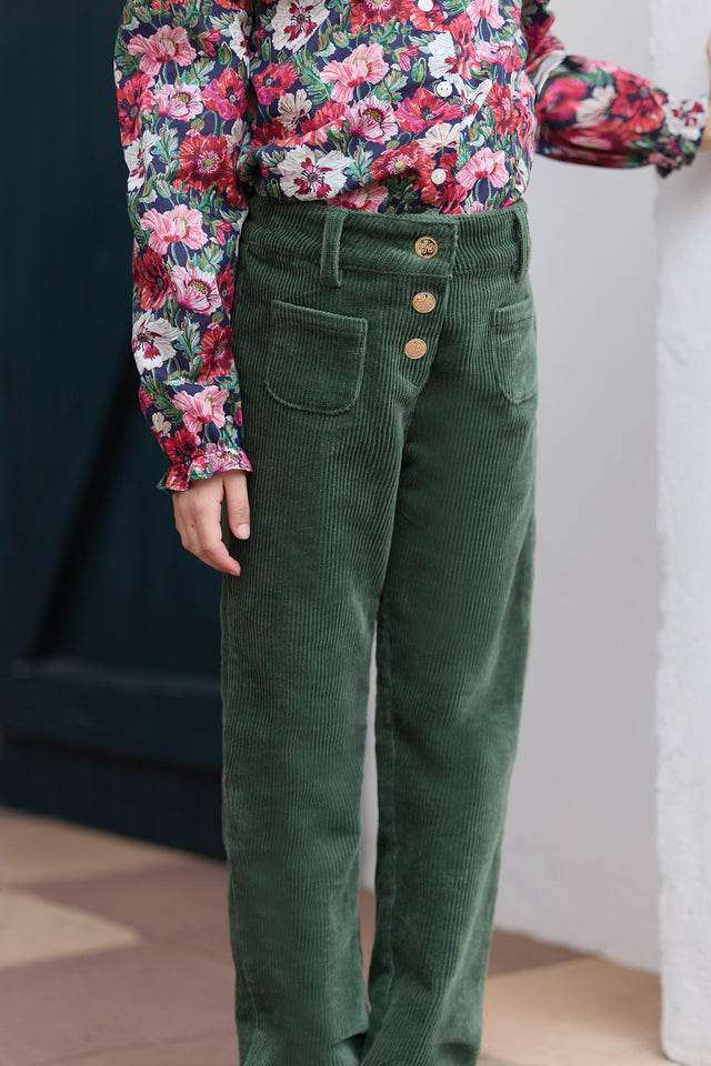 Pantalon - Vert de gris en velours - Image principale
