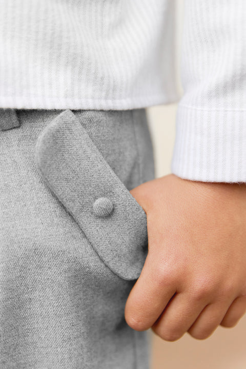 Pantalon - Gris chiné en flanelle - Image principale