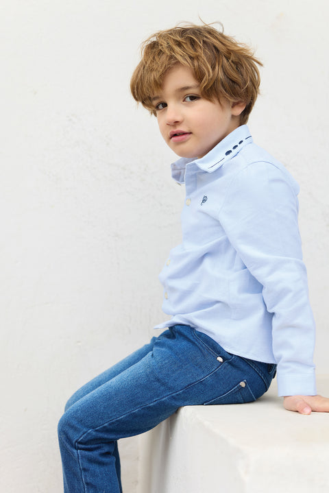 Chemise - Bleu ciel avec boutons apparents - Image principale